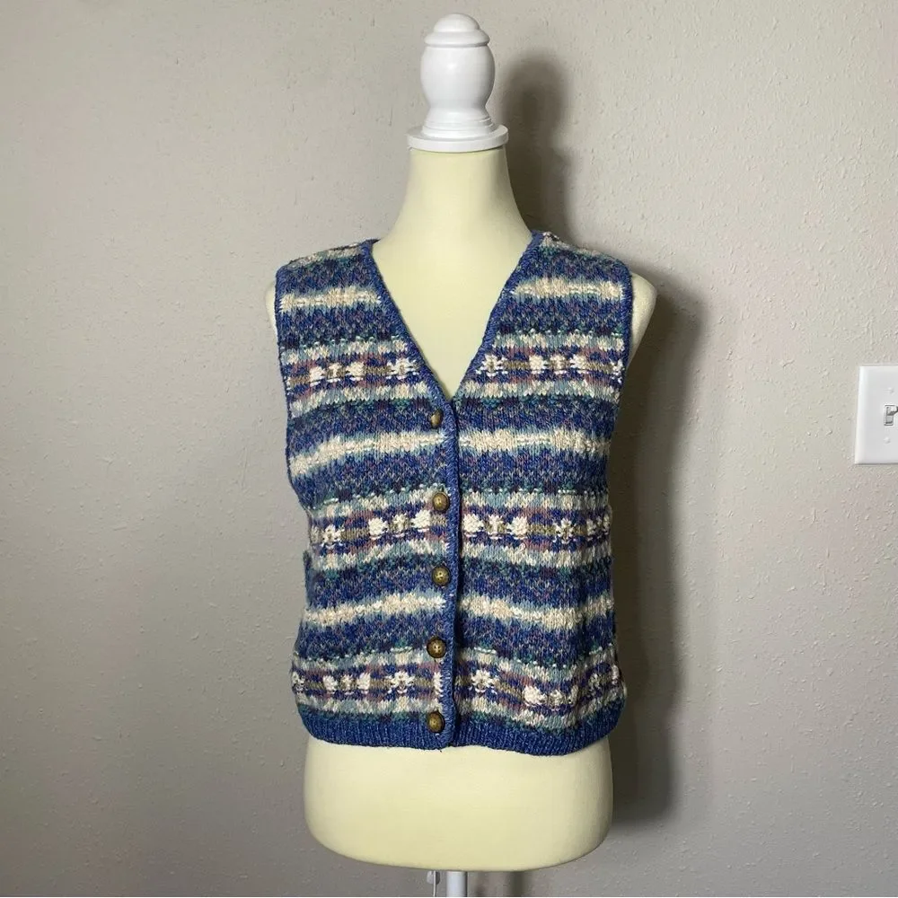 Vintage 90's L.L Bean Jacquard Fair Isle Knit Sweater Vest Women's Size Medium